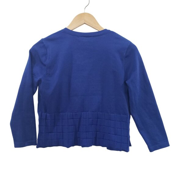 Nina Leonard Womens Open Front Blue Cardigan Textured Size S Classic Preppy - Picture 3 of 6